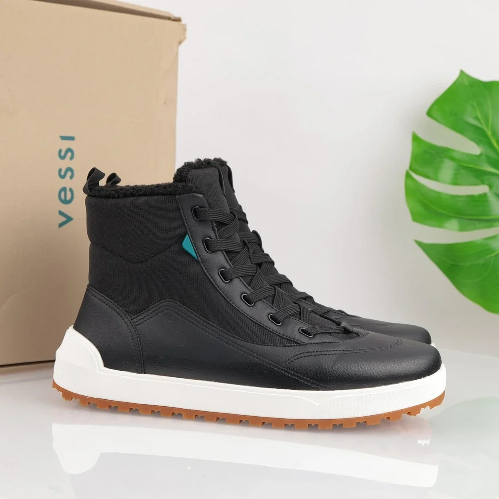 Vessi Mens Alta Boots Size 12 Black Waterproof Lace Up Fleece Lined Sneaker Shoe